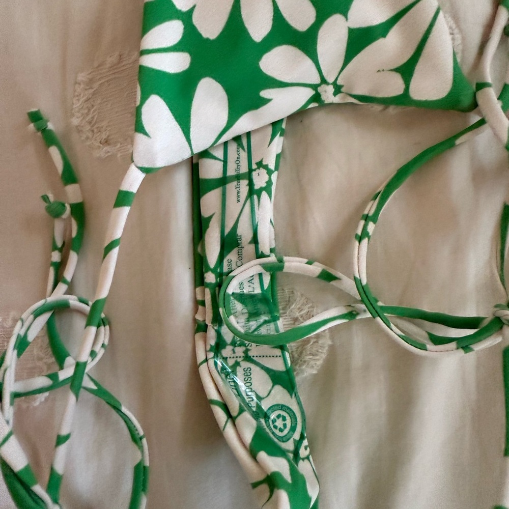Skatie Green and White Floral String Bikini - Picture 8 of 11